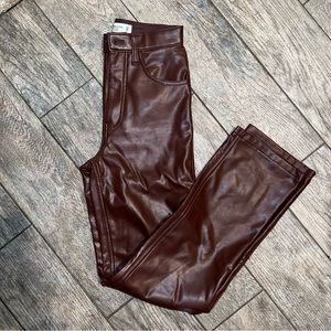Abercrombie & Fitch Burgundy Leather Pants